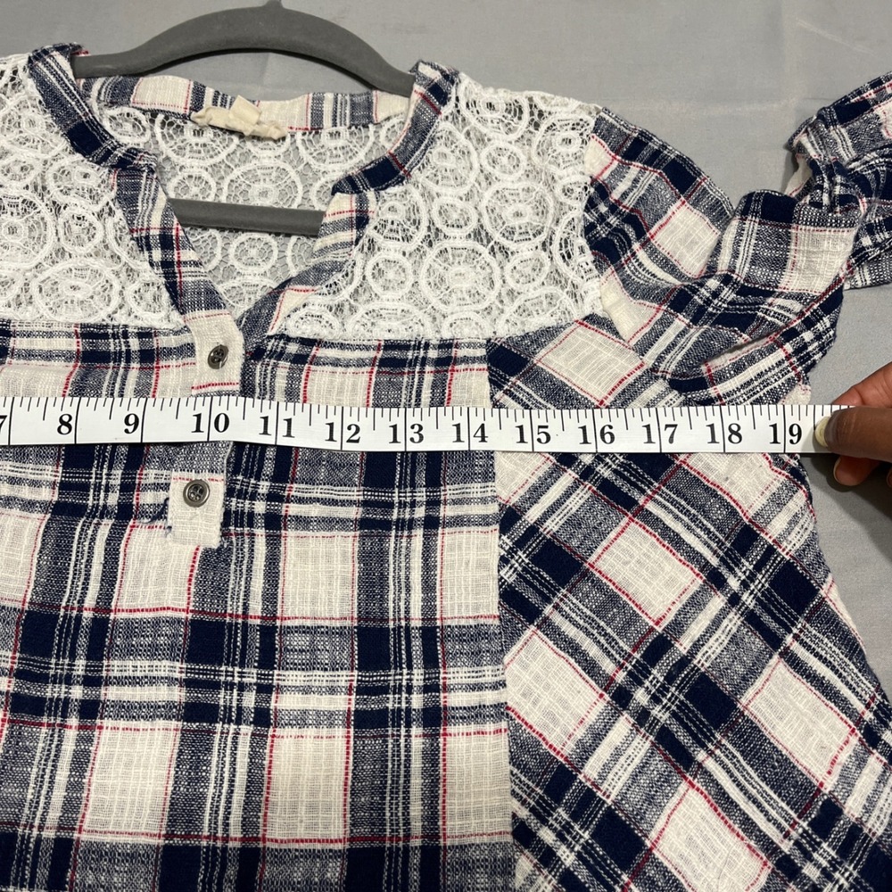 ODDI Plaid Asymmetrical Hem Boho Tunic Dress" Cottagecore Flowy Size M - Picture 8 of 8